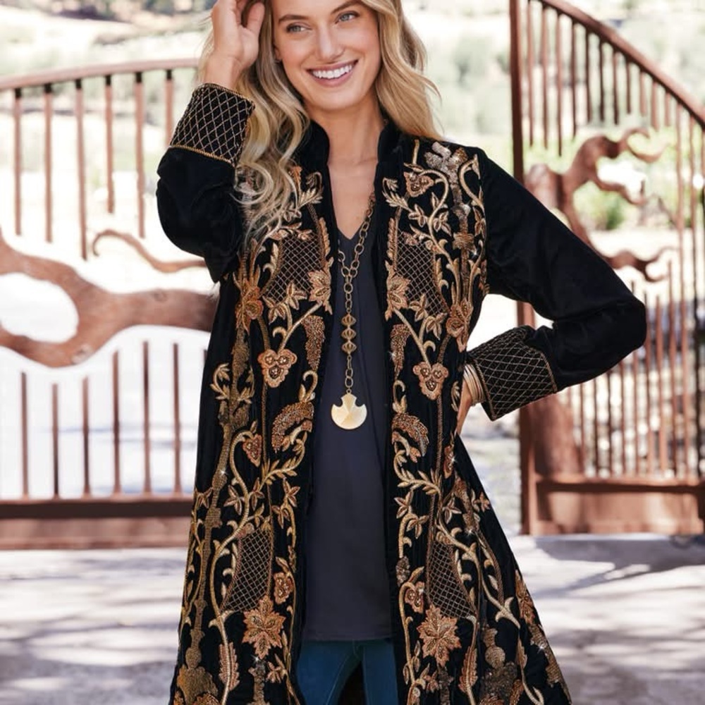 Soft Surroundings Black Velvet Jacket